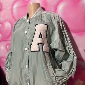 Full Tilt Mint Varsity Jacket with White Accents